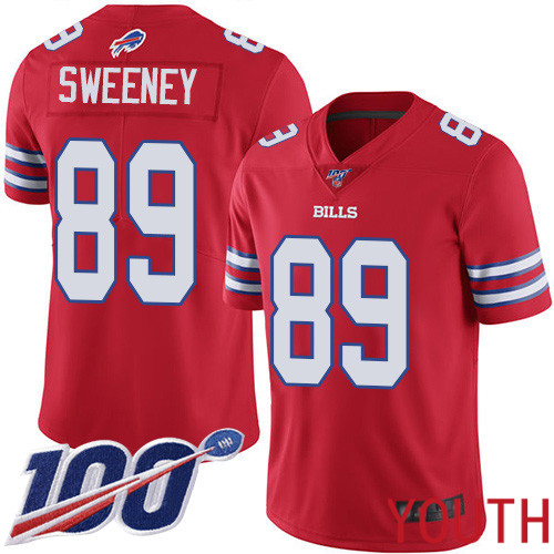 Youth Buffalo Bills #89 Tommy Sweeney Limited Red Rush Vapor Untouchable 100th Season NFL Jersey